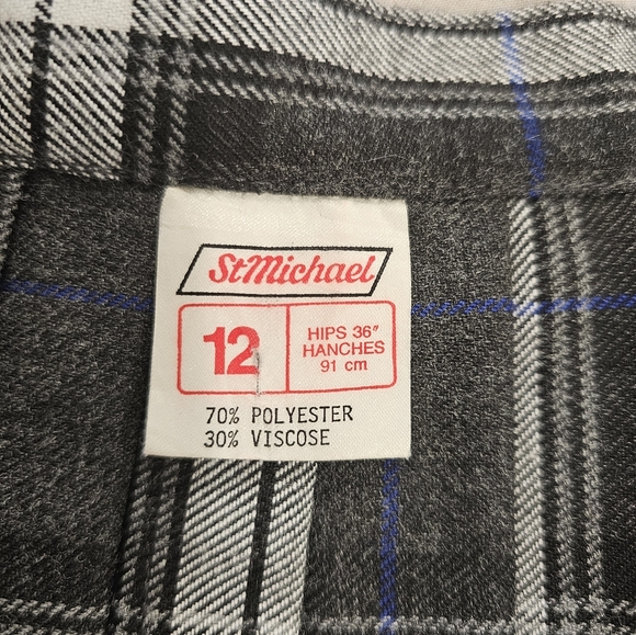St Michael's girls pleated plaid skirt long grey, white blue size 12 Vintage - Picture 3 of 11